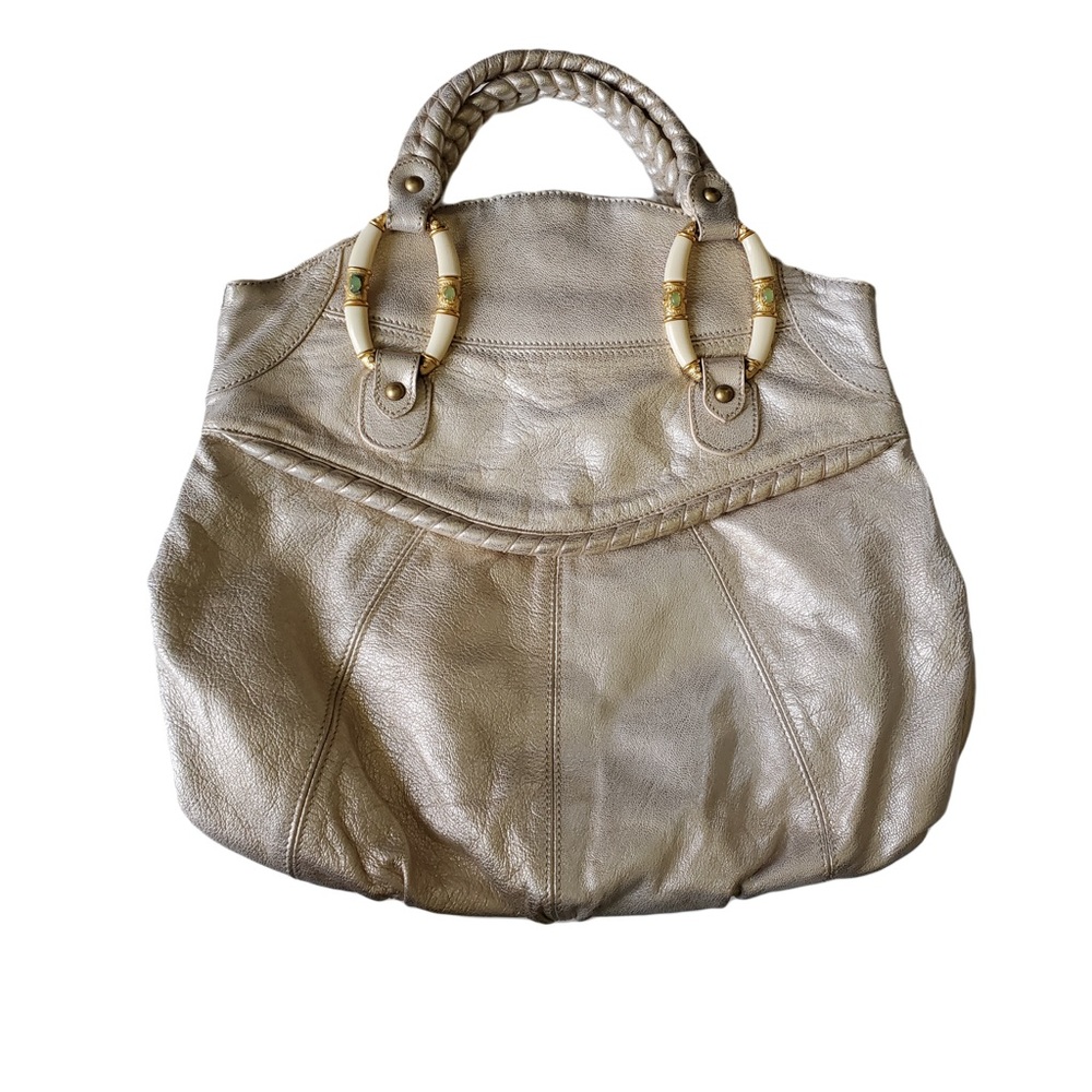 Valentino Gold Leather and Jade Handbag